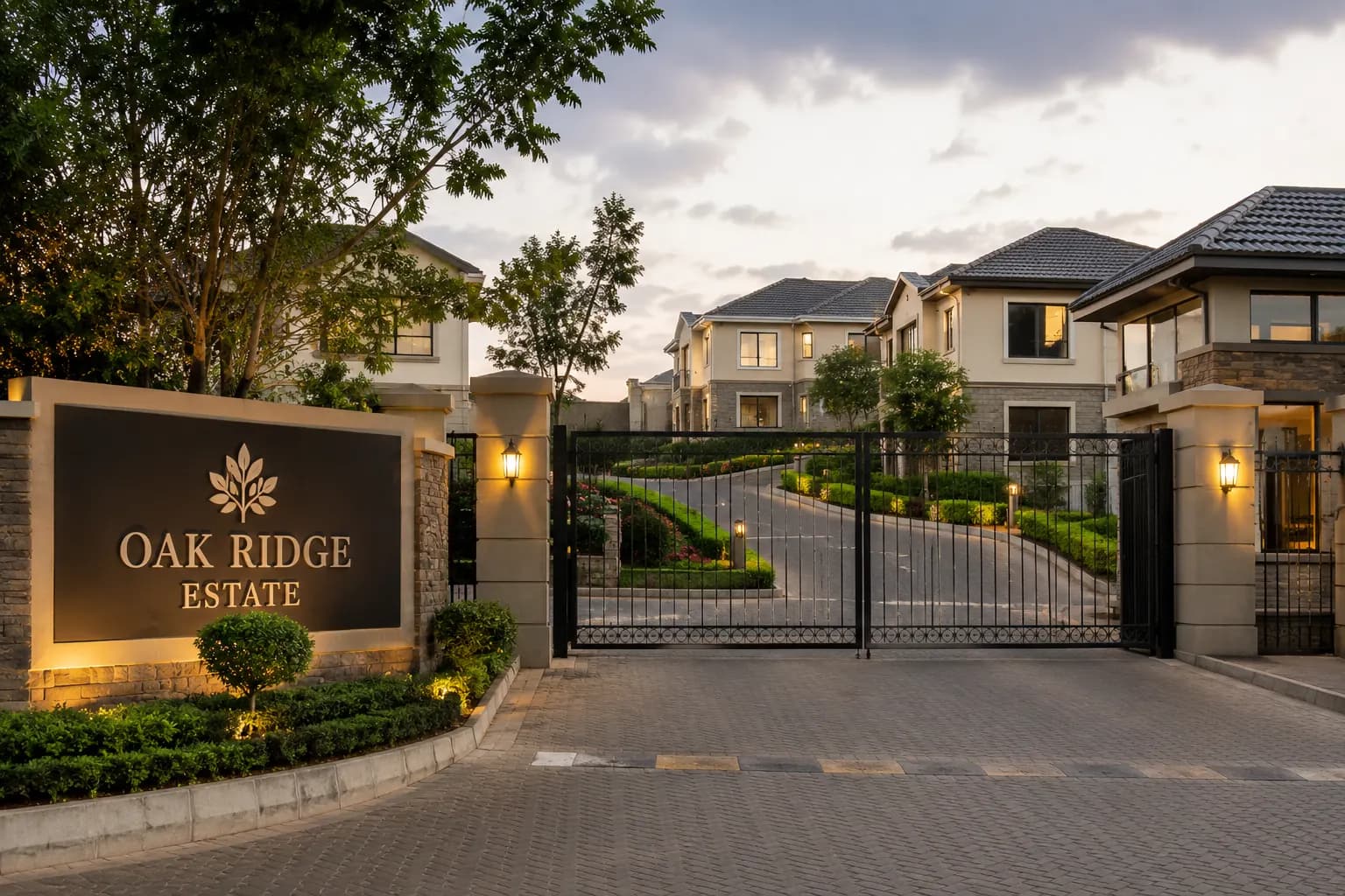 Gated estate entrance managed by a committee