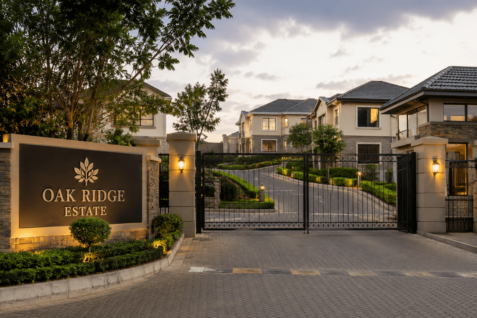 Gated estate entrance managed by a committee